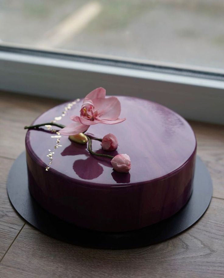 Orchid Mirror Glaze Cake