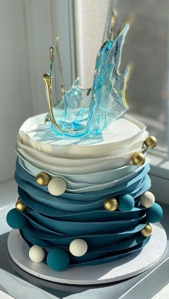 Ocean Splash Sugar Art Cake