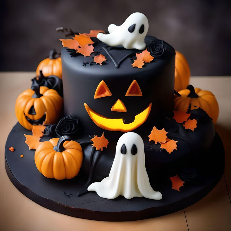 Jack-o'-Lantern Ghost Cake