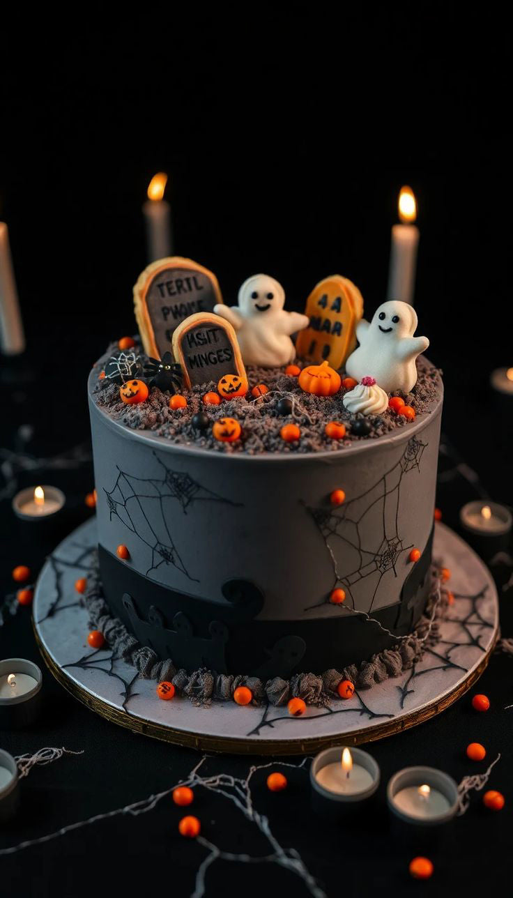Ghostly Tombstone Grave Cake